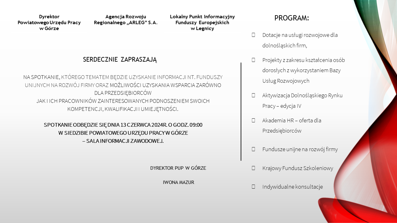 Zapraszamy przedsiębiorców na spotkanie nt. wsparcia ze środków unijnych - 13.06.2024r