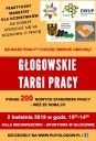 Plakat informacyjny dot. głogowskich targów pracy